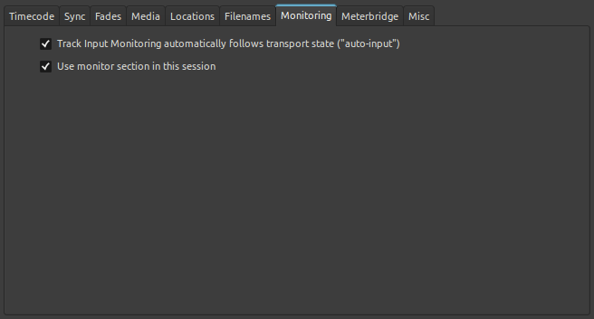The session properties 'monitoring' tab
